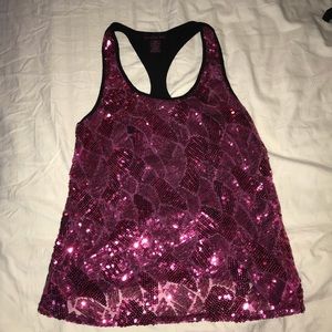 Pink Sequin Tank Top